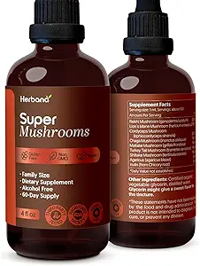 Super Paddenstoelen 8-in1 - 4 fl oz Liquid Extract - Brain Booster & Immune Support Drops - Reishi, Lion