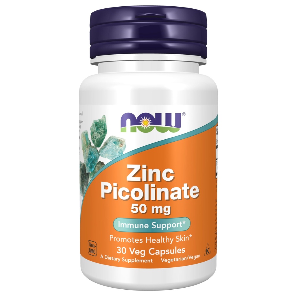 NOW Foods Supplementen, Zink Picolinaat 50 mg, Ondersteunt Enzyme Functies*, Immuun Ondersteuning*, 30 Veg Capsules