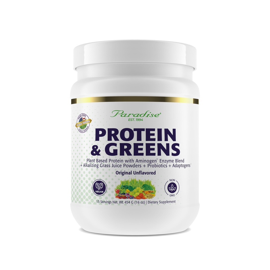 Paradijs Kruiden ORAC Energie Proteïne & Greens Powder, Antioxidant Power van 24 Servingen van groenten en fruit in 1 scoop + 20 g eiwit, ongearomatiseerd, 15 Serves