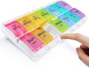 MOLN HYMY Large Pill Organizer 2 keer per dag, AM PM Pillendoos 7 Dag, 14 Dividers 2 Week Medicine PillenOrganizer met gemakkelijke Push Knop voor Medicatie, Vitaminen, Visolie, Supplementen