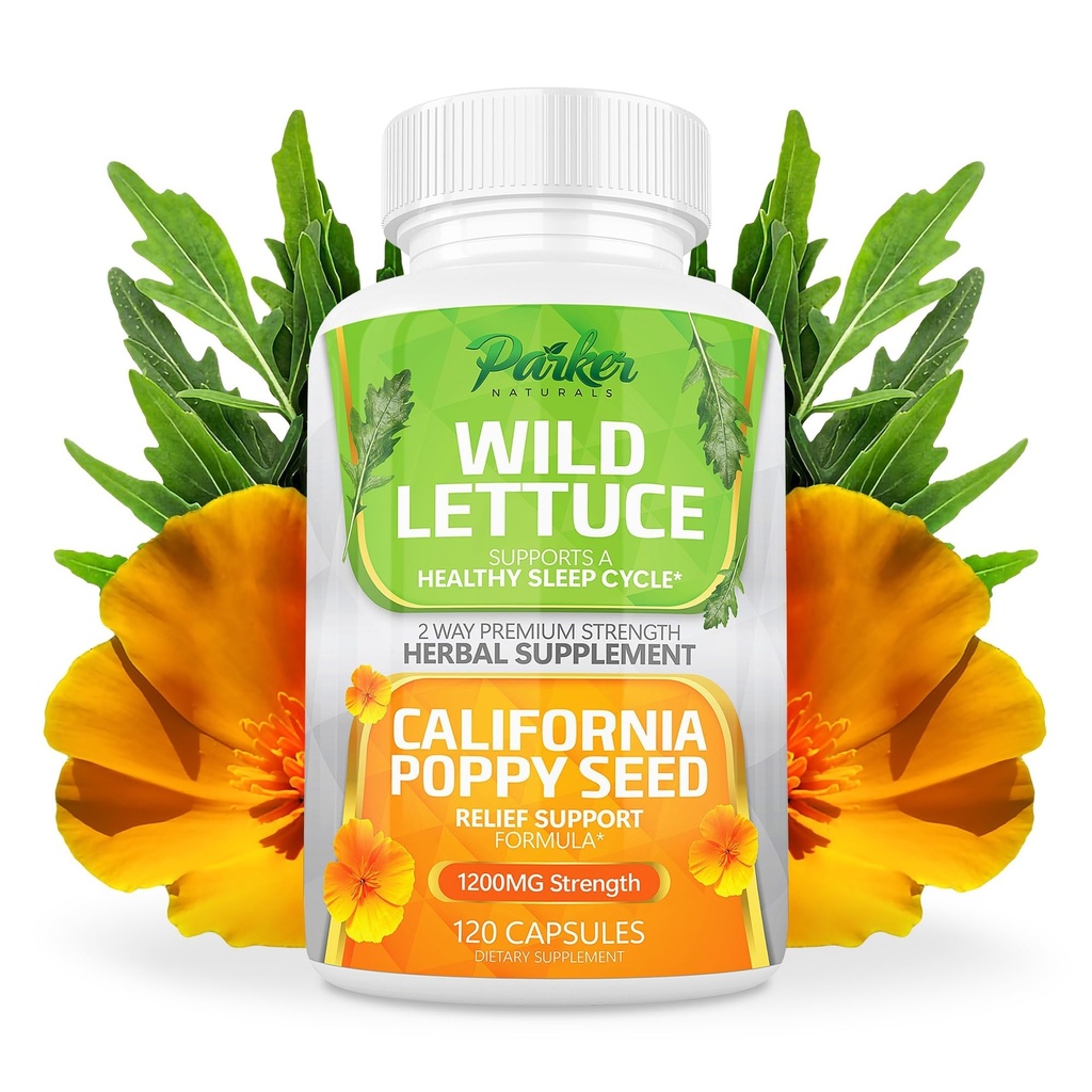 Parker Naturals Wild Slave Extract & California Poppy Seed Supplement, 2 Way Premium sterkte kruidensupplement voor gezonde slaap & Relief Support, 120 capsules