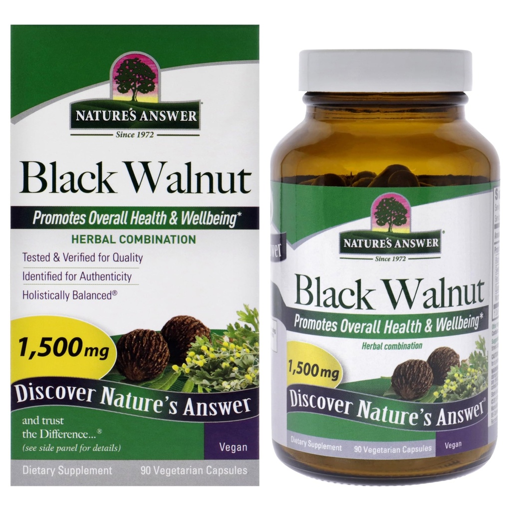 Nature's Answer Black Walnut Complex Vegetarian Capsules Powder, 90-Count Black Walnut 