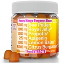 Bee Pollen Apigenin Citrus Bergamot Gummies w Biologische Propolis Royal Jelly honing citroenbalsem Extract, Supplement voor Heren Kids, Tinctuur druppels Poeder Capsule Herb Capsules Supplementen Alt, Pollan Polen