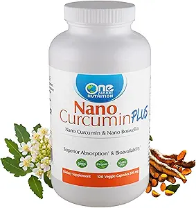 One Planet Nutrition Nano Curcumin Plus 500 mg Veggie Capsules (120 porties), Nano Curcumin met Boswellia voor hoge absorptie, ondersteunt Joint & Immune Health, Non-GMO, Vegan, Glutenvrije