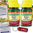 Spring Valley Iron Tablets Dieet Supplement Value Size 65 mg 200 CT 4 Pk Choice Bundle (800 Totaal) + Vitamine Vitality Guide & Pill Container (6 Items)!