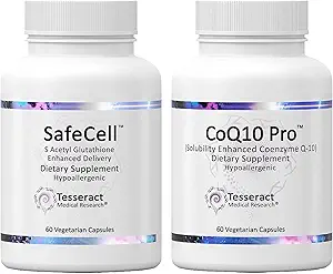 Tesseract Medical Research Master Antioxidant en Vitality Bundle, Glutathion Supplement voor neurologische ondersteuning en spiergezondheid, Hypoallergene formule