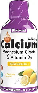 Bluebonnet Nutrition Liquid Calcium Citrate Magnesium Citrate, Vitamin D3, Bone Health, Gluten Free, Soy free, milk free, kosher, 32 Servings, Lemon Flavor, 16 Fl Oz (Pack of 1)