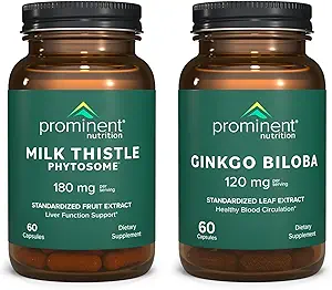 Prominent Nutrition Antioxidant Support Bundle - Ginkgo Biloba Supplement & Milk distel Phytosome Supplement