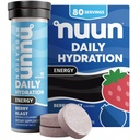 Nuun Energy Electrolyte Tablets with Ginseng, Cafeïne uit Green Tea Extract, Vitamine B12, B6, B5, Magnesium & 4 Andere Elektrolyten, Glutenvrij & Vegan, Berry Blast, 8 Pack (80 Servings Totaal)