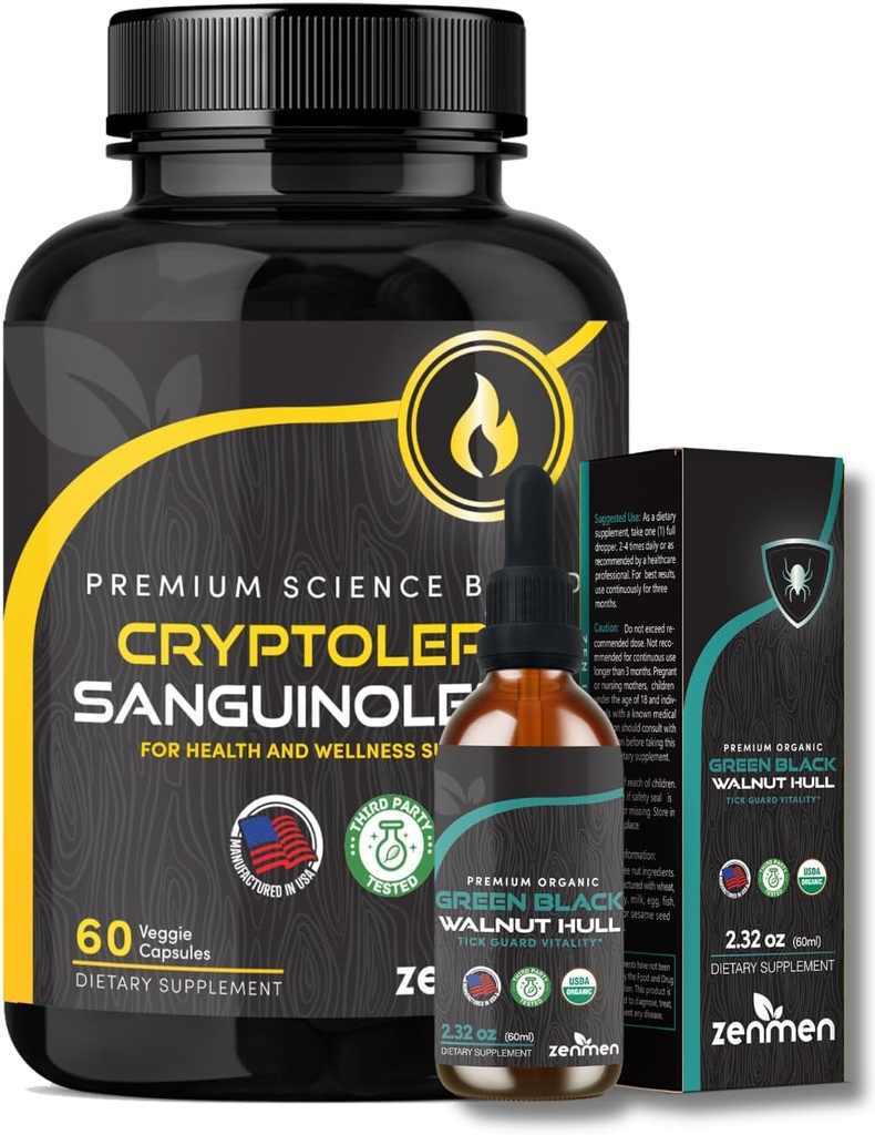 Zenmen Immune Support Bundle: Groene Zwarte Walnoot Tinctuur en Cryptolepis Sanguinolenta Capsules
