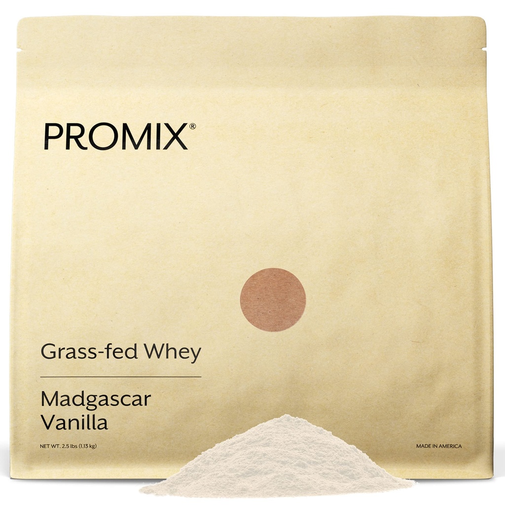ProMix Nutrition Whey Protein Powder, Vanille - Grass-Fed - Post Workout Fitness & Nutrition Shakes, Smoothies, Bak &amp; Cooking Recepten - Gluten-Free & Keto-Friendly - 2.5 Pond (verpakking 1)