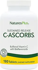 NaturesPlus C-ascorbs Gebufferde vitamine C, Sustained Release - 4000 mg, 180 Vegetarische tabletten - Super Potency Immune Ondersteuning met minerale ascorbaten, Antioxidant - Glutenvrije - 45 porties