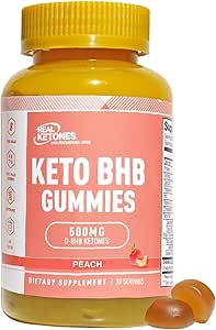 Real Ketones Keto BHB Gummies - Keto Gummies met BHB Exogene Ketones voor verbeterde prestaties Energie Focus en Keto Dieet Ondersteuning - Hoge sterkte Sugar Free Keto Gummy - 30 Servers (Peach)