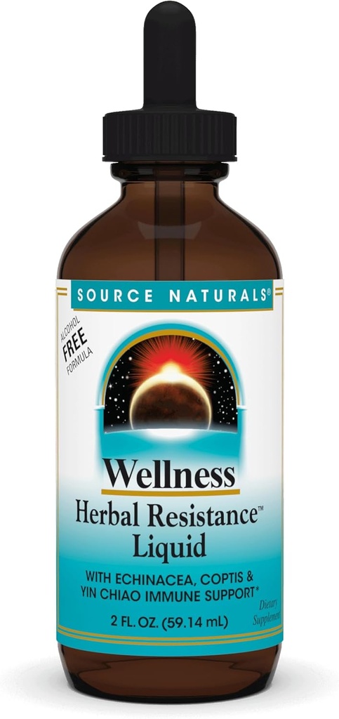 Bron Naturals Wellness Herbal Resistance Liquid with Echinacea, Coptis, and Yin Chiao, Immune Support* - Alcoholvrij - 2 OZ