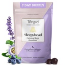 Winged Wellness Sleepyhead Natural Sleep Gummies for Women - Slaaphulp voor volwassenen met 3mg Melatonine, L-Theanine, 5-HTP - Natural Gummy Supplement - Blueberry Lavender, 14 Vegan Gummies