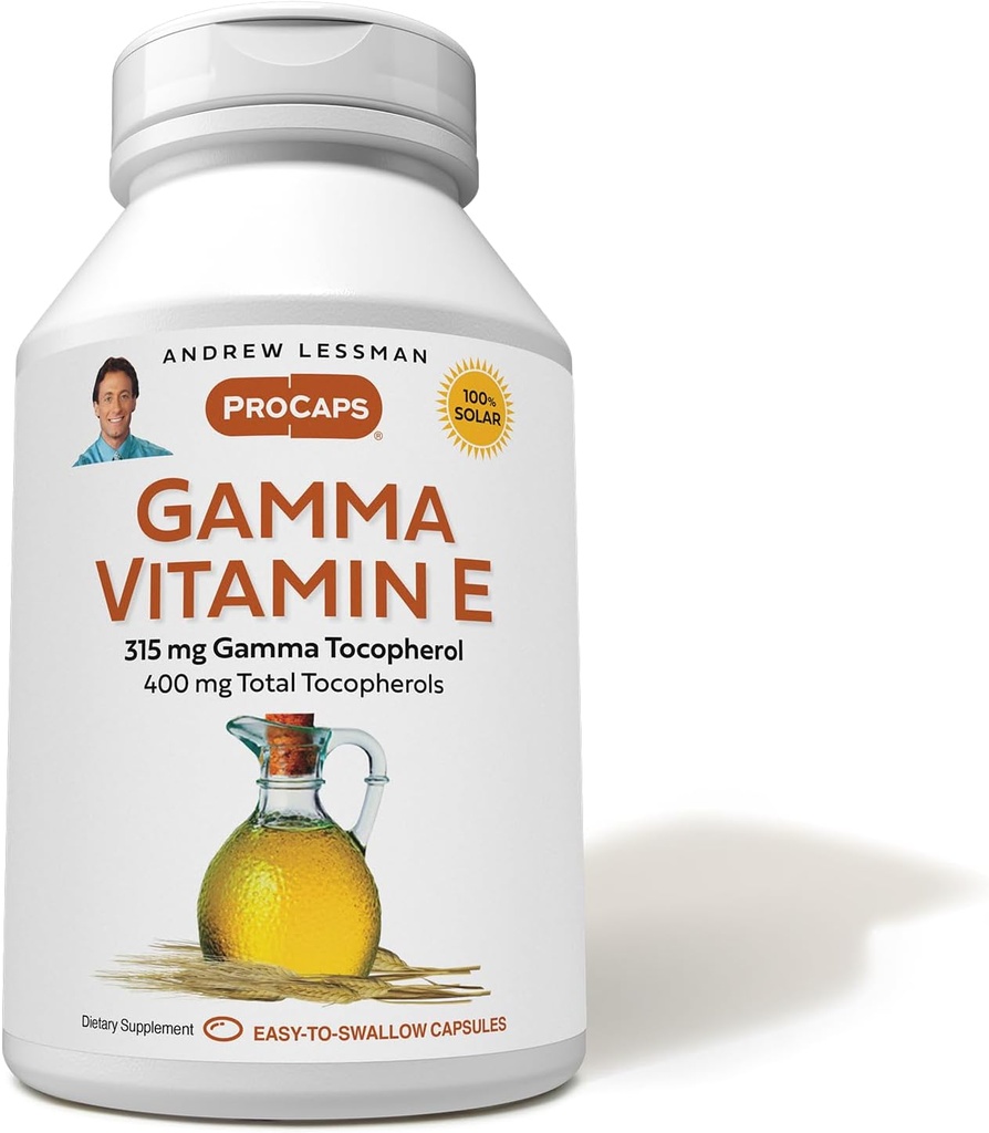 ANDREW LESSMAN Gamma Vitamine E 30 Softgels - 315 mg Gamma Tocoferol, beschermende vitamine E. Vier vormen van natuurlijke tocoferolen met ahiflowerolie. Krachtige anti-oxidant. Geen synthetische vormen