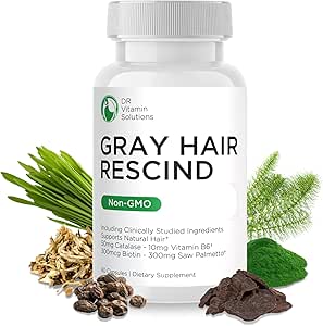 DR vitamine oplossingen grijs haar Rescind met Catalase - Antiaging haren, huid en nagels vitamines, Pantotheenzuur, Foliumzuur 400mcg, Biotin 300mcg, Saw Palmetto voor mannen en vrouwen