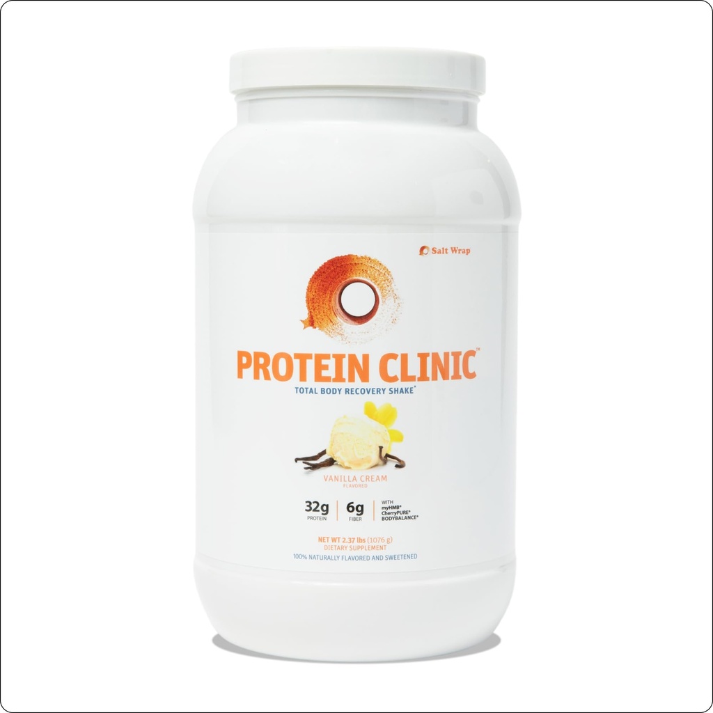 SaltWrap Protein Clinic - Total Body Recovery Shake with Collageen Peptides, HMB, Tart Cherry Extract, Pea Protein Powder Isolate, Prebiotic Fiber for Joints Natural Muscle Builder & Recovery - Vanille