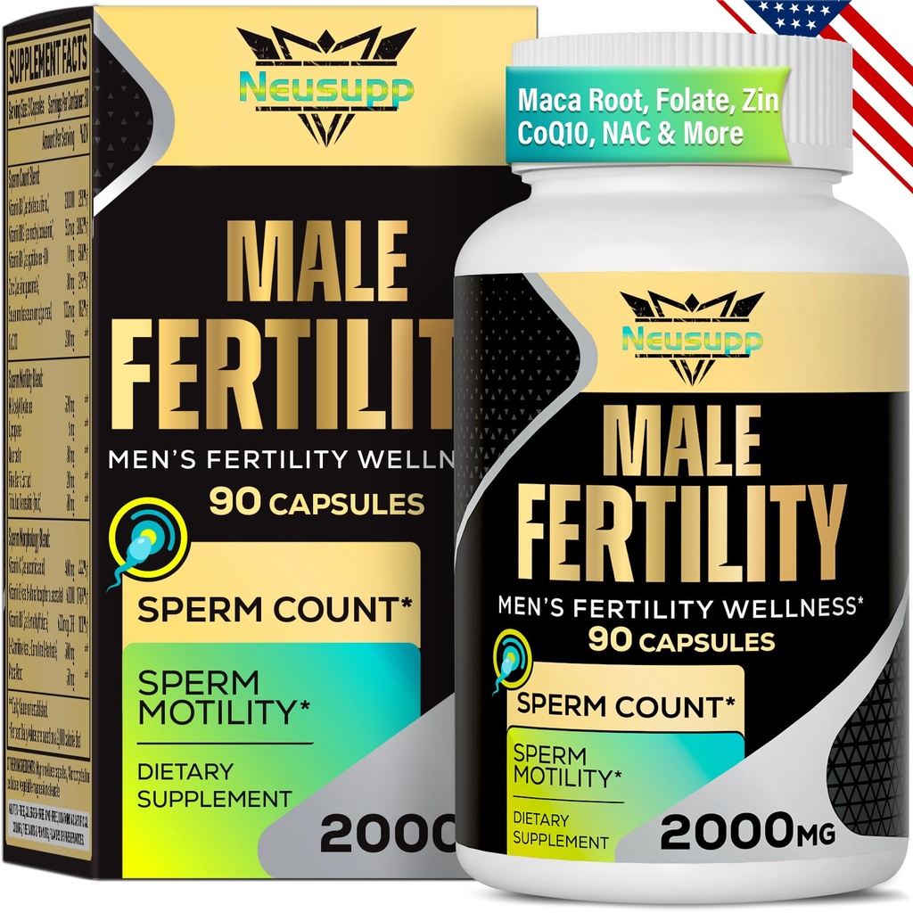 Vruchtbaarheid Supplementen voor mannen, mannelijke vruchtbaarheid Supplement - Optimale Sperma Telling, Motiliteit en Kracht, 2000MG Heren Prenatale Vitaminen met CoQ10 Maca Root, Zin, NAC &Folate for Conception - 90 Capsules