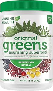 Originele Superfood poeder - ongezoete natuurlijke - Stevia Gratis - Chlorofyl rijke ingrediënten, Spirulina, Melkdistel, Antioxidanten -Dairy Free -208g-25 Servers