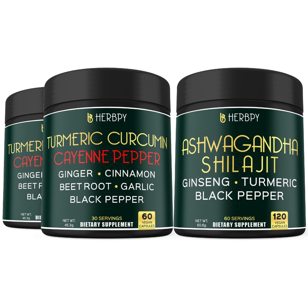 Bundel 7in1 Kurkuma Curcumin & 5in1 Ashwagandha Shilajit supplement