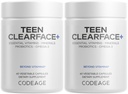 Codeage Tiener Clearface Adolescent Face, Skin & Pimples, Vitamines A, C, D3, E, Pantothenic Acid, Niacin, Zink Supplement Tieners, Probiotica, L-Lysine, Omega-3, Oily Skin, Pores, Spots - 2 Pack