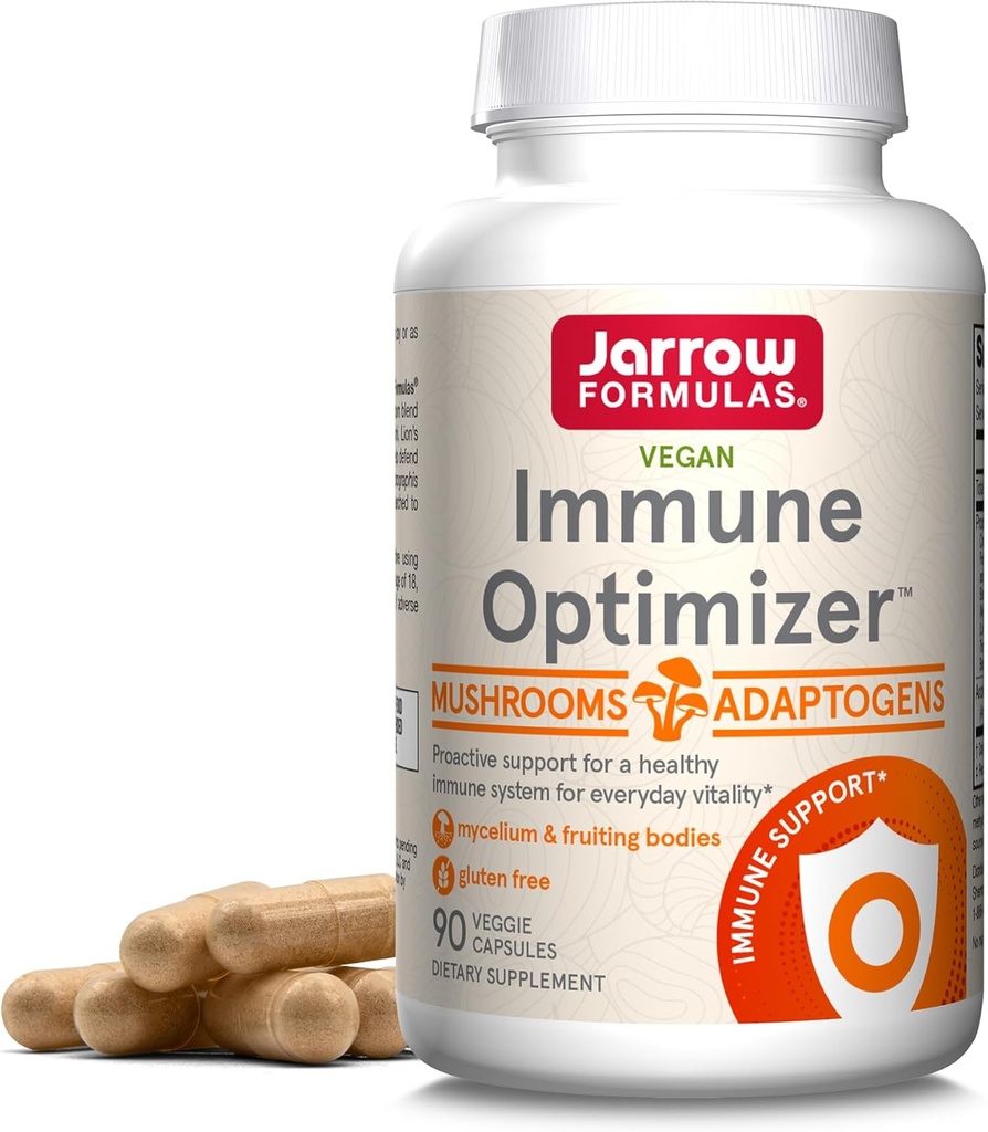 Jarrow Formulas Immune Optimizer met Cordyceps, Reishi, Lion's Mane, Shiitake, Koning Trompet, en Turkije staart Paddenstoelen, Dieetsupplement met Andrographis Extract, 90 Veggie Capsules, 30 Dagen Het aanbod