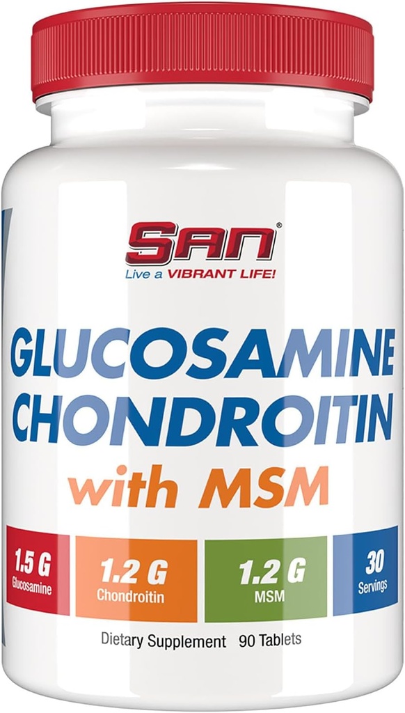 SAN Premium Glucosamine Chondroitin met MSM Complex voor gezamenlijke ondersteuning - Natuurlijke formule voor gezonde gewrichten en mobiliteit. 30 porties