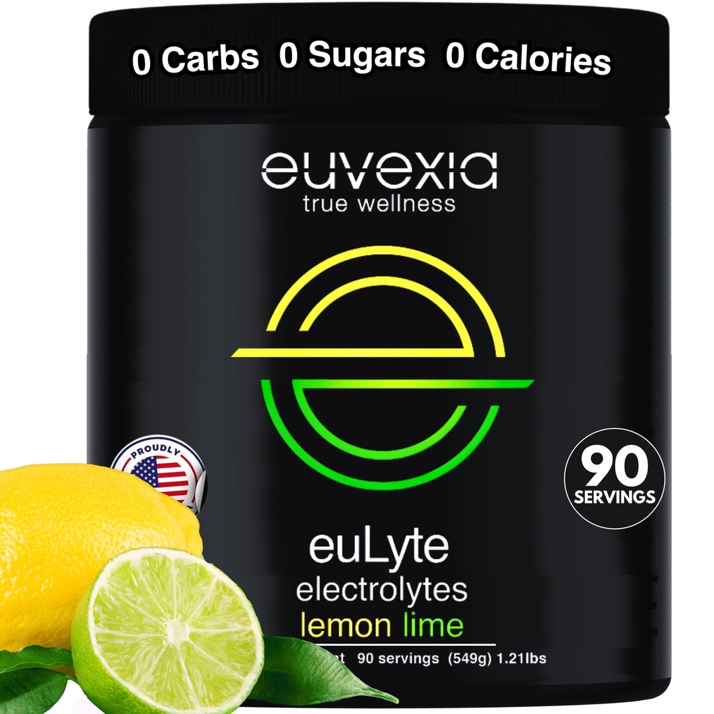 Dr Ekberg euLyte Instant Hydration Electrolytes Powder Zero Sugar Carb Calorie Lemon Lime Drink Mix • 80+ Mineralen Magnesium Kalium Calcium Trace Mineralen • Vasten Keto Stevia • 90 porties