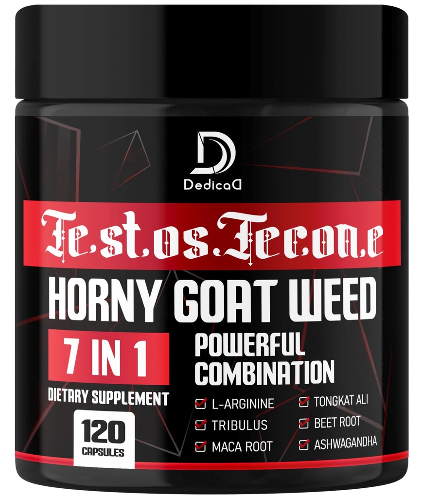 7 in-1 Ultra Test Support met Tribulus Terrestris Horny Goat Weed L-Arginine Maca Root Tongkat Ali Beet Root - Energy Workout Spierkracht Ondersteuning 120 Capsules