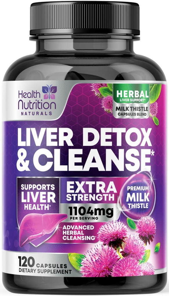Gentle Liver Cleanse Detox & Repair Formula - Advanced Liver Support Supplement with Silymarin Milk Thistle, Dandelion Root, Artichoke Extract, Turmeric, Choline, & Beetroot - 120 Veggie Capsules
