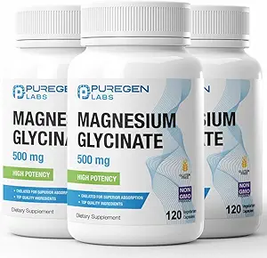 Magnesium Glycinate 500mg [High Potency] Veggie Caps, gecheleerd voor Superior Absorptie, Non-GMO, NO Gluten en Dairy, Ondersteunt spier-, gewrichts- en hartgezondheid Totaal 360 Capsules