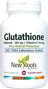 NIEUWE ROOTS HERBAL Glutathion Supplement, 200 mg Reduced + Vitamine C (120 Veg Caps)