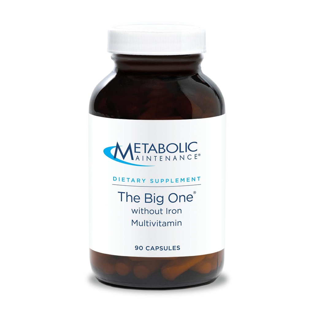 Metabolische Onderhoud De Grote - Eenmaal daags IJzervrije Multivitamine Mineraal Supplement - Folaat, B Vitaminen, Biotine, Antioxidanten + Vitamine K, Immuun Ondersteuning Nutriënten Vitamine A + C (90 Capsules)