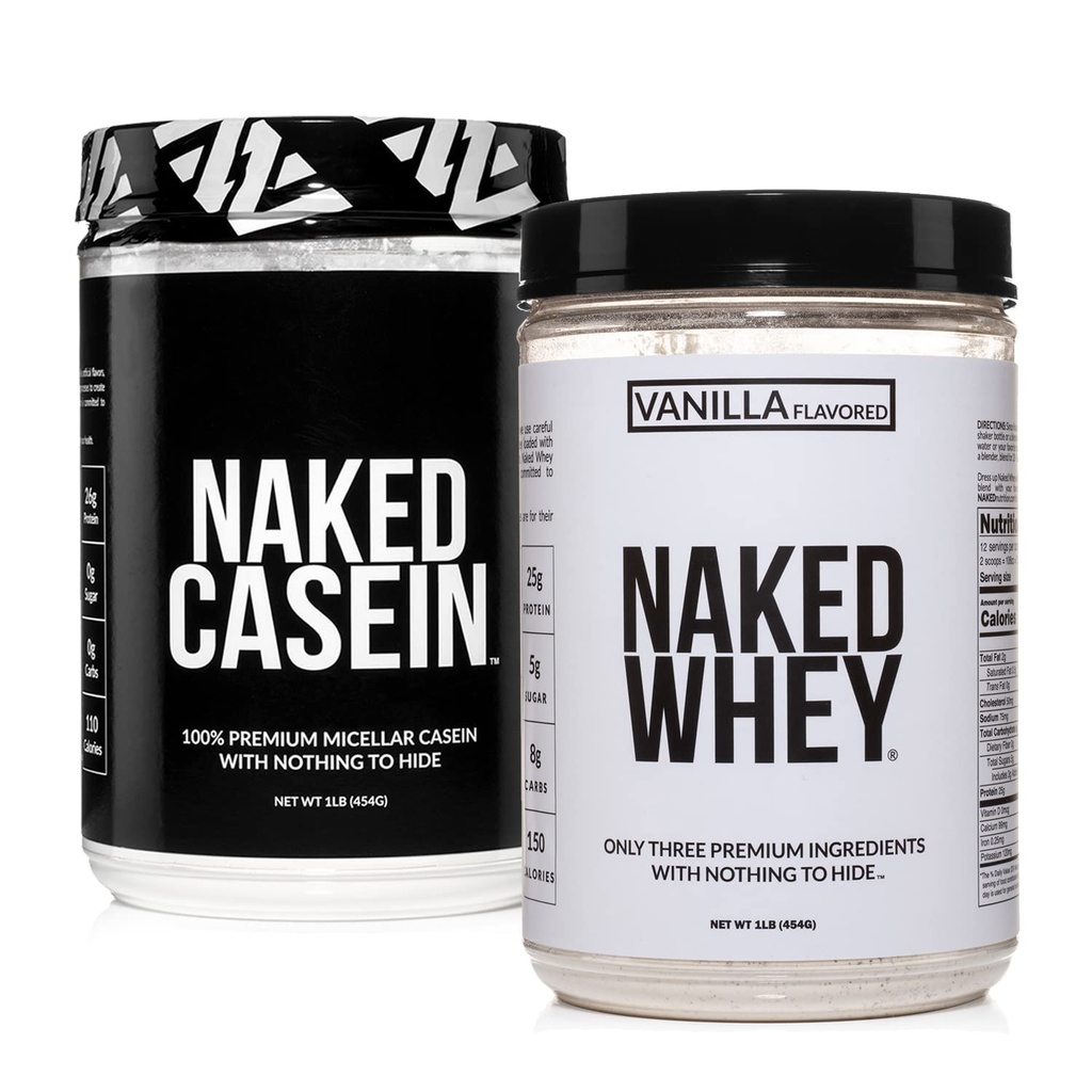 NAKED Gras Fed Proteïnebundel: 1LB Caseïne en 1LB Vanille Wei