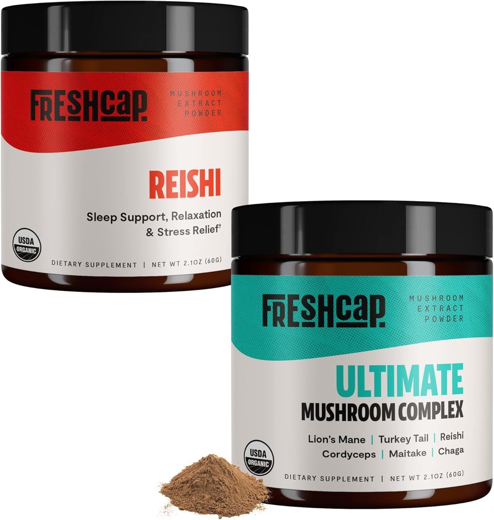 FreshCap Paddestoelen Stressbundel (Reishi Powder en Ultimate Mushroom Complex Powder)