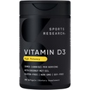 Sportonderzoek Vitamine D3 1000iu (25 mcg) Geïnfundeerd met kokosolie ~ Immune & Bone Support ~ Niet-GMO Geverifieerd, soja & Glutenvrij (360 Mini Liquid Softgels)