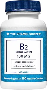 De Vitamine Shoppe Vitamine B2 (Riboflavine) 100mg - Energieproductie & Nutriënt Metabolisme Ondersteuning Supplement, Essentiële B Vitamine - eenmaal daags, Glutenvrij (100 Capsules)