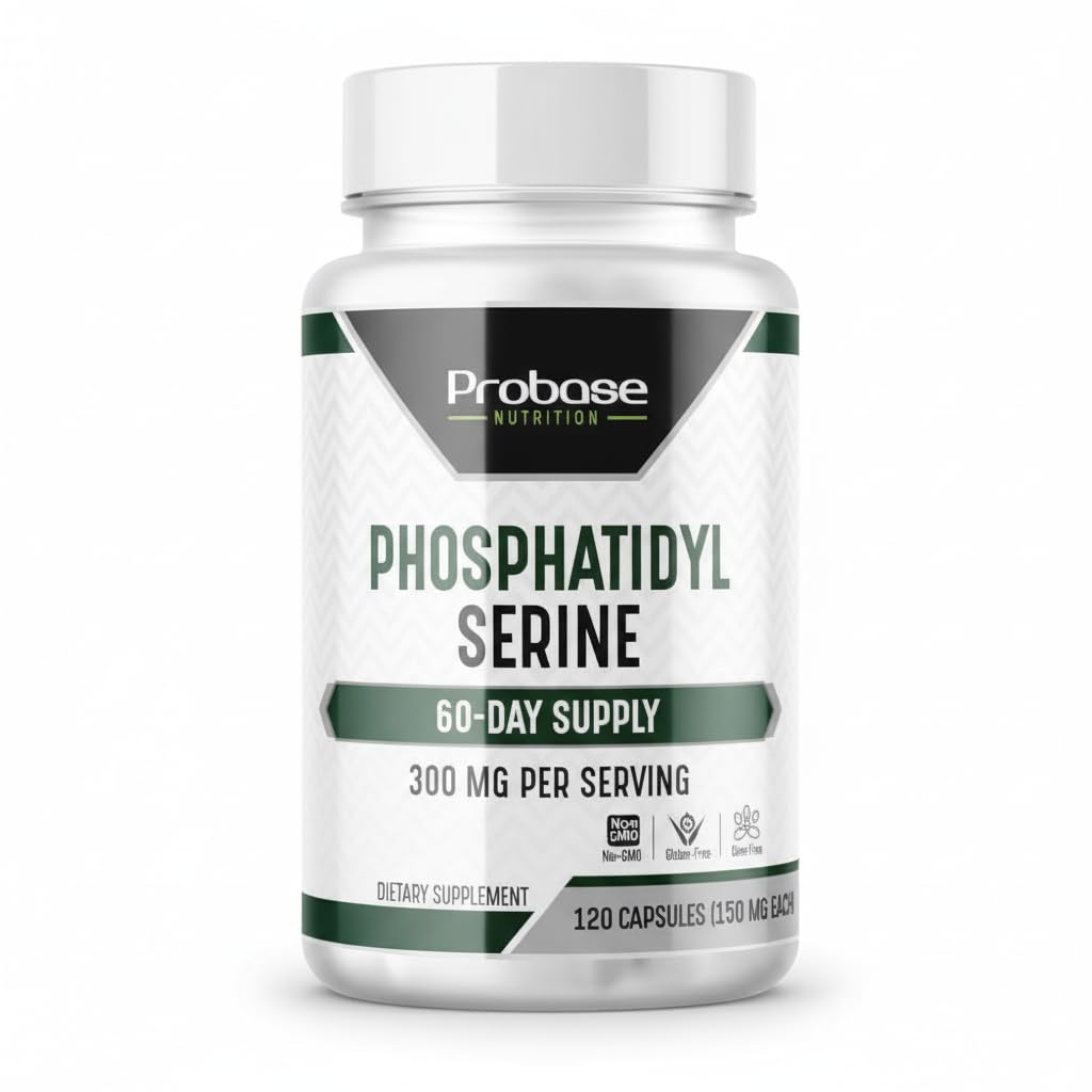 Probase Voeding Fosfatidylserine 300mg Supplement Hersengezondheid en geheugenondersteuning Non-GMO Glutenvrij 120 Capsules Fosfatidyl Serine Complex