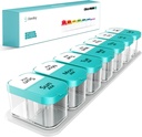 Daviky Large Weekly AM PM Pill Organizer - 7 Dag, 2 keer per dag met extra grote afdelingen voor vitamines, medicijnen, supplementen (cyaan)