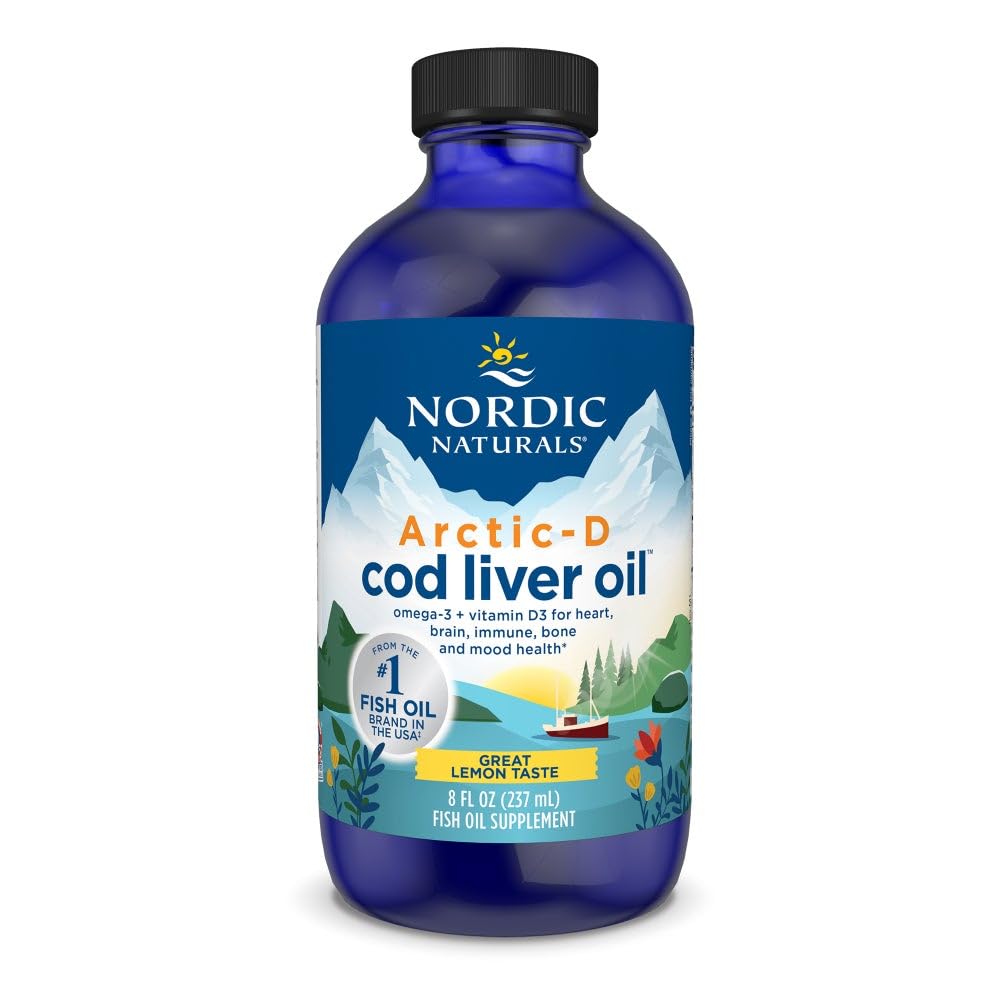 Nordic Naturals Arctic-D Cod Liver Oil, Citroen - 8 oz - 1060 mg Totaal Omega-3s + 1000 IE Vitamine D3 - EPA & DHA - Hart, hersenen, bot, Immune & Mood Support - Non-GMO - 48 Servers