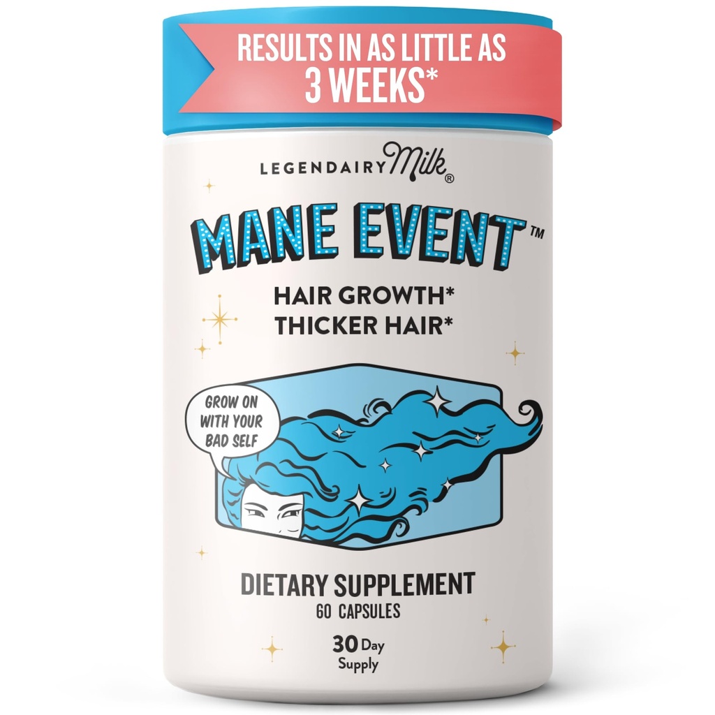 Haargroei Vitaminen voor vrouwen - Biotine voor haargroei met Collagen & Lustriva, Producten & supplementen voor Thinning, Thicker, Fuller, Sterkere huid & Nails, Legendairy Milk Mane EventTM