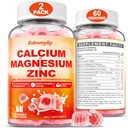 Calcium Magnesium Zink Supplement Gummies met vitamine D3 K2 & B Complex voor vrouwen Mannen 1000mg Calcium citraat met Magnesium Gummies voor bot, spieren & Immune Support, Suikervrij, Veganistisch