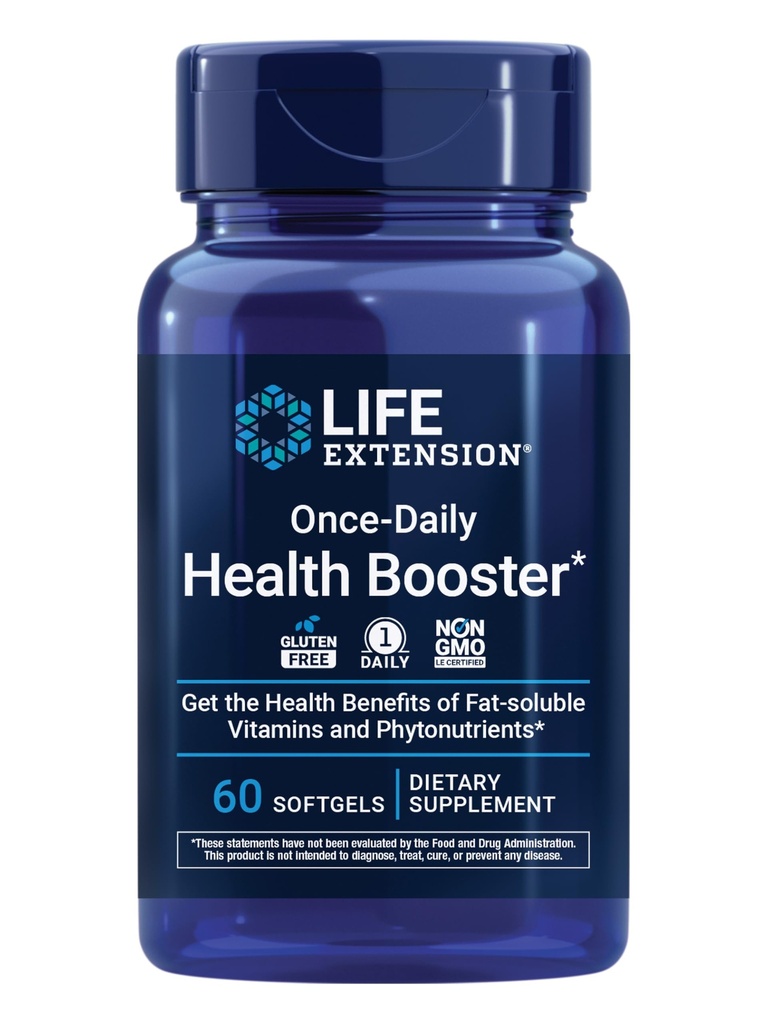 Life Extension Once-Daily Health Booster - Vitaminen en voedingsstoffen Supplement voor de gezondheid van het hele lichaam - Vitamine K Complex, Vitamine E, Saffraan, Luteïne en meer - Non-GMO, Glutenvrije - 60 Softgels