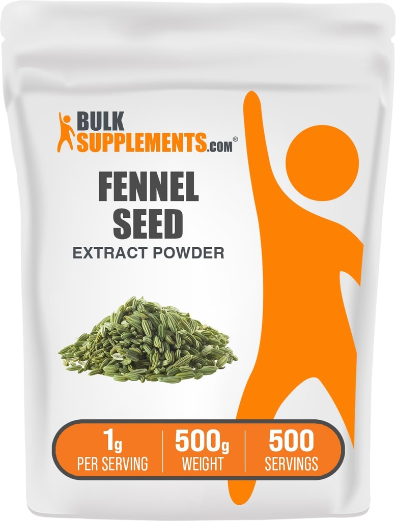 BulkSupplements.com Venkelzaadextract poeder - Venkelzaad poeder, kruidensupplement - Veganistisch en glutenvrij, 1g per portie, 500g (1,1 lbs) (verpakking van 1)