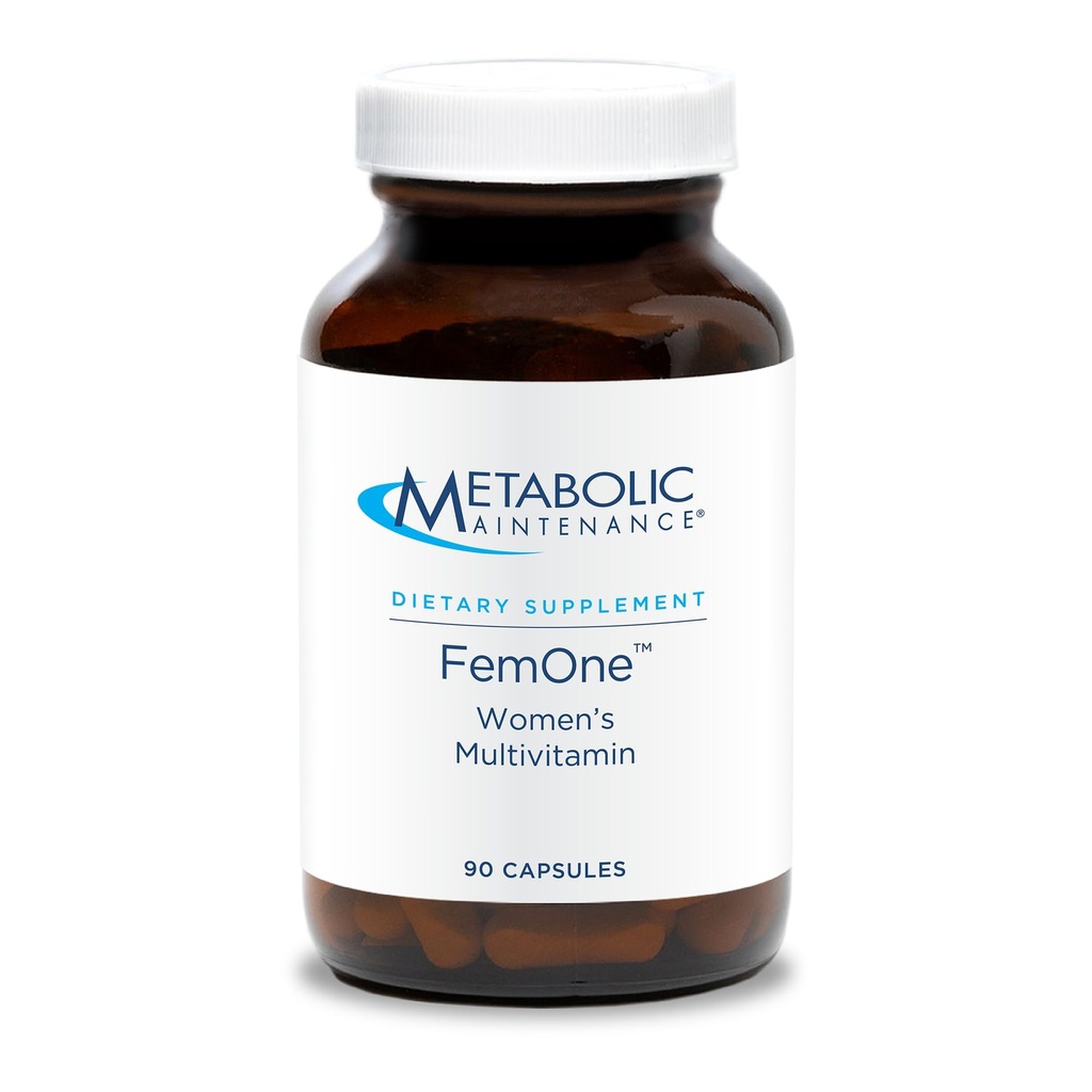 Metabolische Onderhoud FemOne - Vrouwen Multivitamine met Biobeschikbaarheid IJzer, Actieve Folaat, B12, Antioxidanten, Vitamine D + Biotine, Ondersteuning voor Reproductieve + Immune Health (90 Capsules)