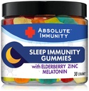 Absolute Immuniteit- Zink en Vlierbessen Slaap Gummies met Melatonine, 100% Drug Gratis Slaaphulp, Immuun Systeem Ondersteuning, Volwassenen en Kinderen 30ct