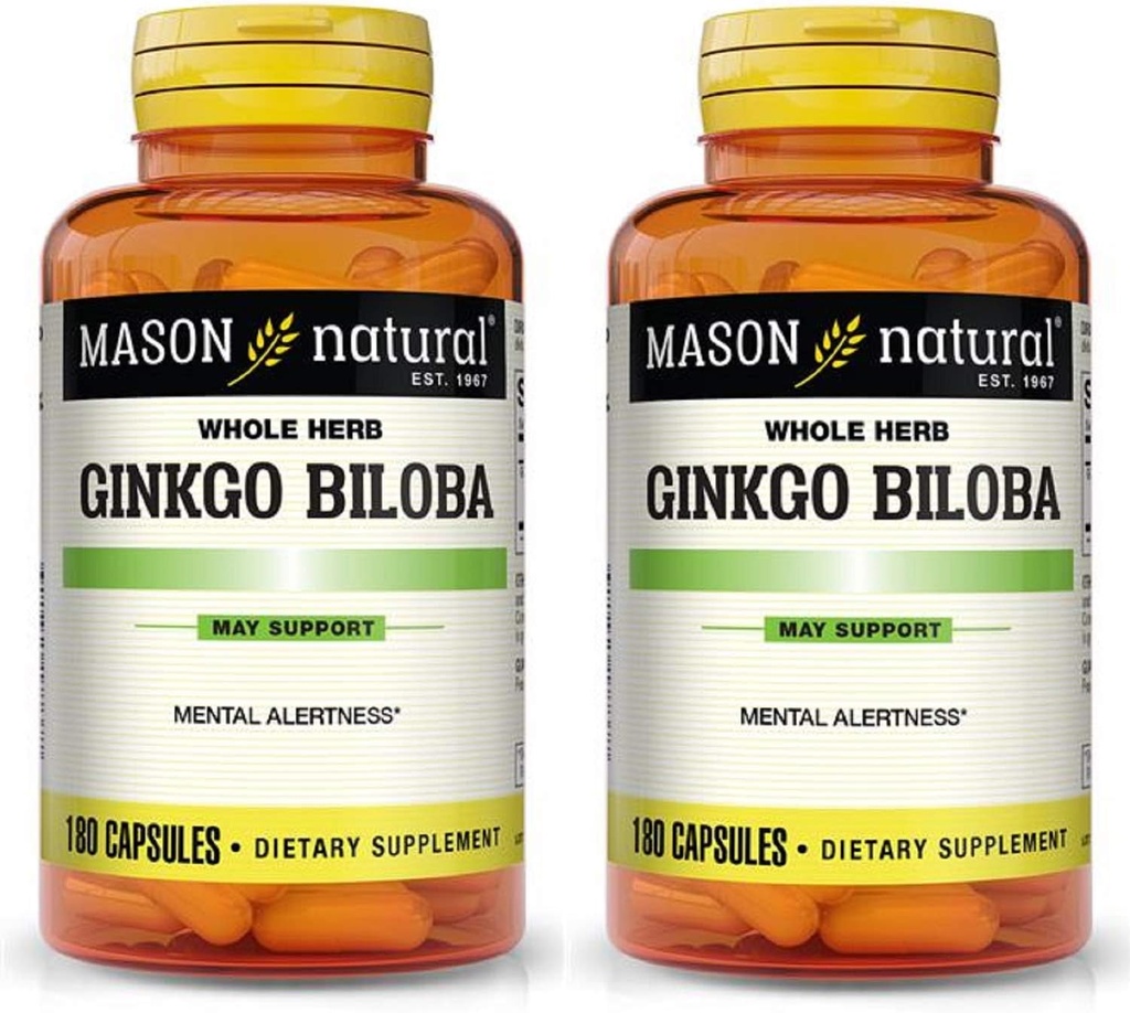 Mason Vitaminen Ginkgo Biloba 500 mg 180 Gelatine Capsules per fles, Verpakking met 2 flessen Totaal 360 capsules
