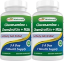 Best Naturals, Glucosamine Chondroitin MSM Supplementen, 2600 mg per portie, 90 capsules (90 telling (verpakking 2))