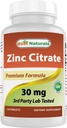 Best Naturals Zink 30 mg Supplementen (als zink citraat) - zink Vitaminen voor volwassenen Immune Ondersteuning - 120 tabletten (pakket 1)